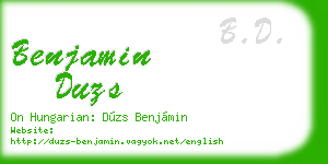 benjamin duzs business card