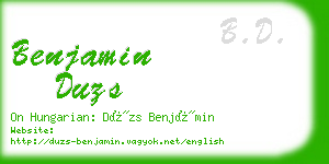 benjamin duzs business card